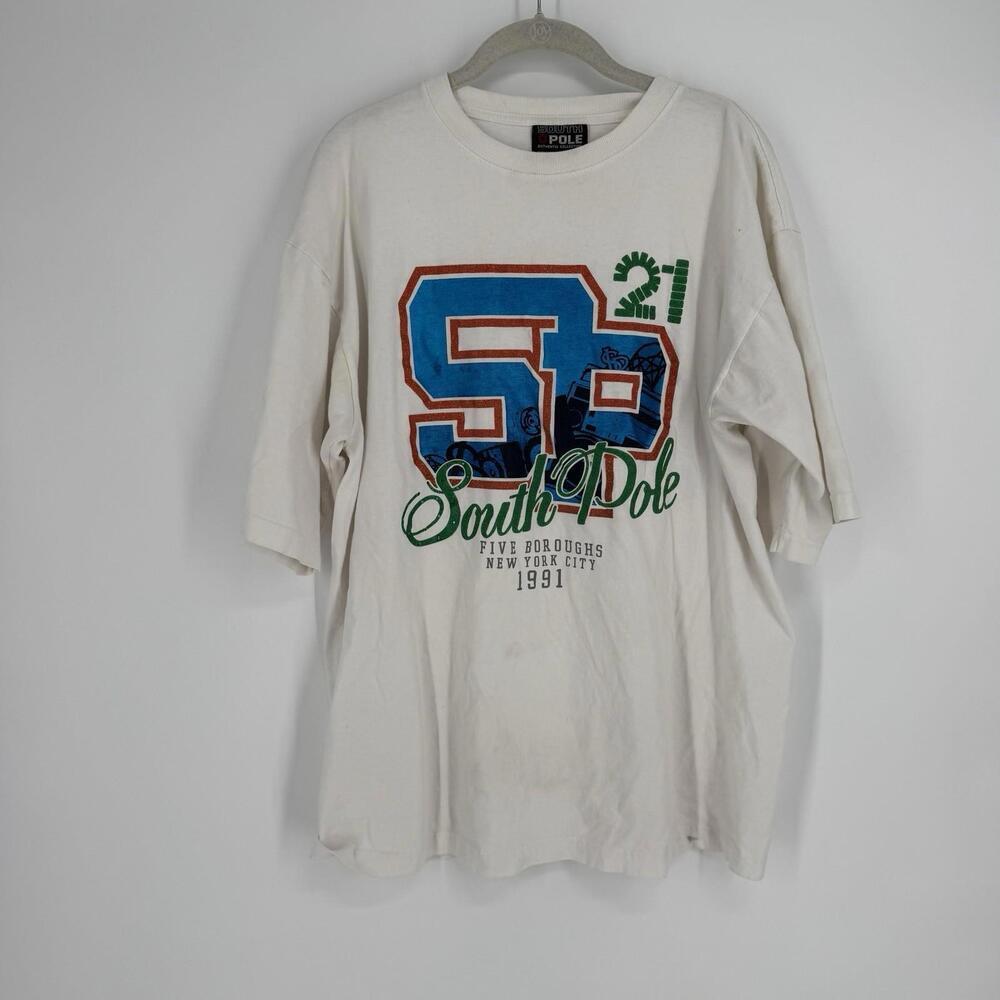 Vintage 90s y2k Southpole t-shirt mens large L white new york short sleeve